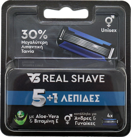 Realshave Razor with Replacement Heads 6 Blades & Lubricious Strip 8pcs