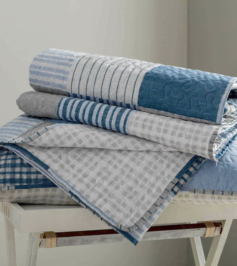 Vesta Home Σετ Κουβερλί Υπέρδιπλο από Πολυεστέρα Blue 220x230cm 3τμχ