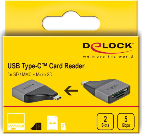 DeLock Card Reader Type-C for /S/D/ / /M/e/m/o/r/y/S/t/i/c/k/ / / / Gray