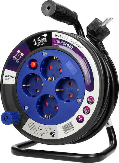 Orno Cablu de prelungire 4 locuri cu cablu de 15m Diametru 3 x 1.5mm² Neagră