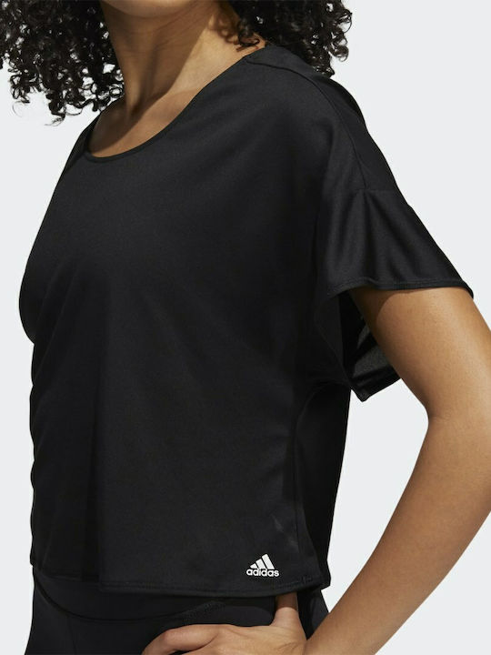 Primeblue Women's Summer Crop Top Short Sleeve Black