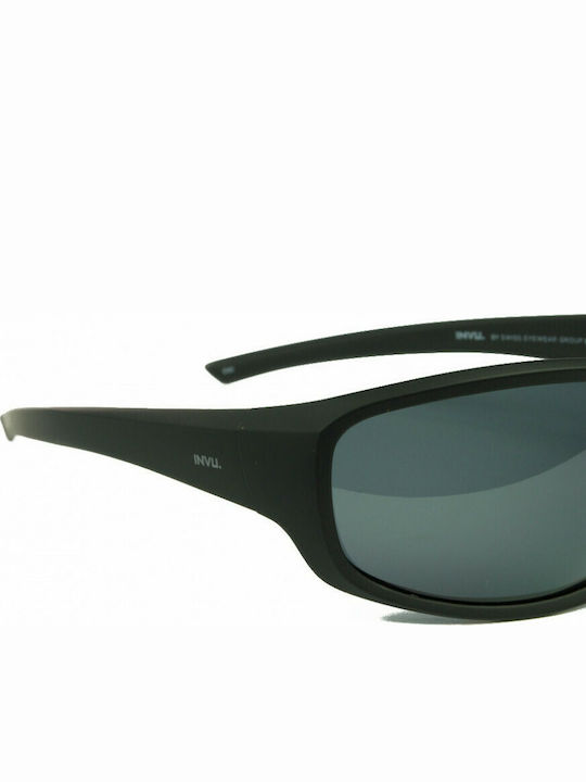 Invu Men's Sunglasses with Black Plastic Frame and Black Lens A2105A