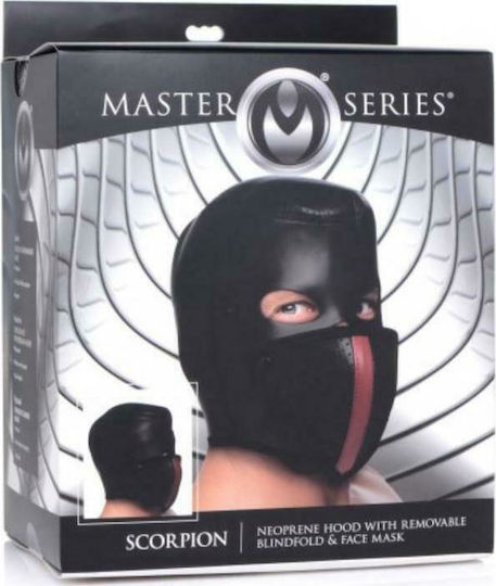 XR Master Series Scorpion Hood with Removable Blindfold & Mouth Mask BDSM Maske in Schwarz Farbe