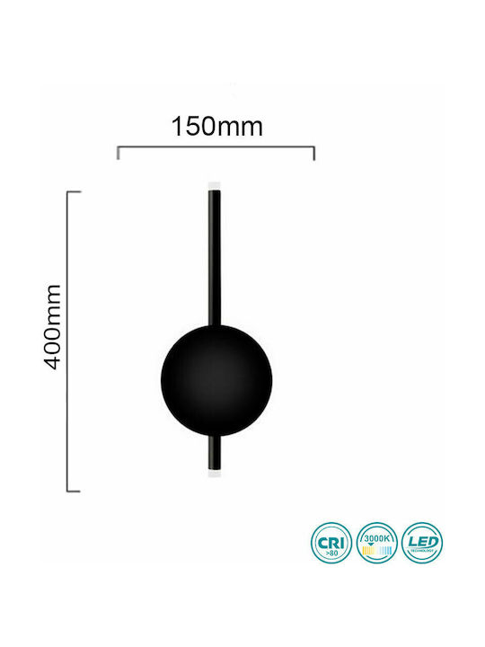 Ondaluce Modern Lamp Wall with Integrated LED and Warm White Light Black 15cm