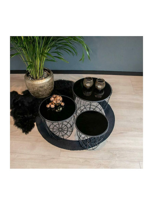 Round Zigon Set Metal Black 3 Pieces M38xW38xH38.5cm