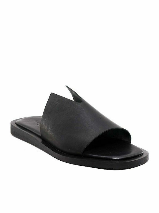 Robinson Leather Women's Flat Sandals in Black Color