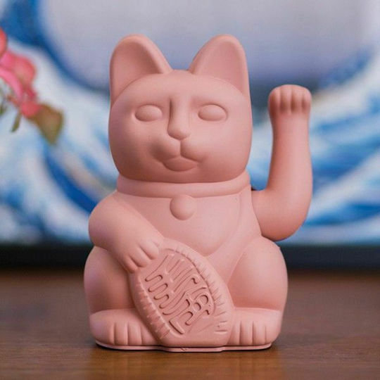 Donkey Decorative Cat made of Plastic Lucky Cat in Pink 10.5x8.5x15cm 1pcs