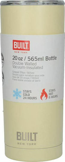 Built Thermal Ποτήρι Θερμός Ανοξείδωτο BPA Free 590ml Μπεζ με Επιστόμιο