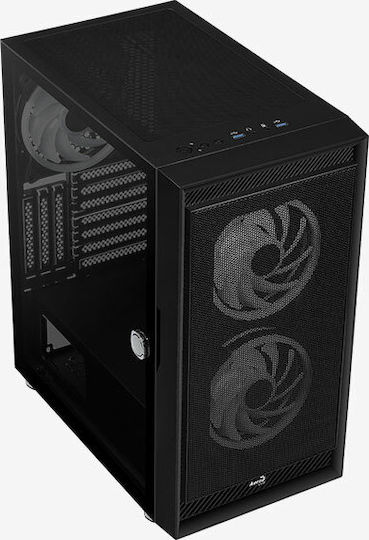Aerocool Graphite ARGB Gaming Midi Tower Κουτί Υπολογιστή με Πλαϊνό Παράθυρο Μαύρο