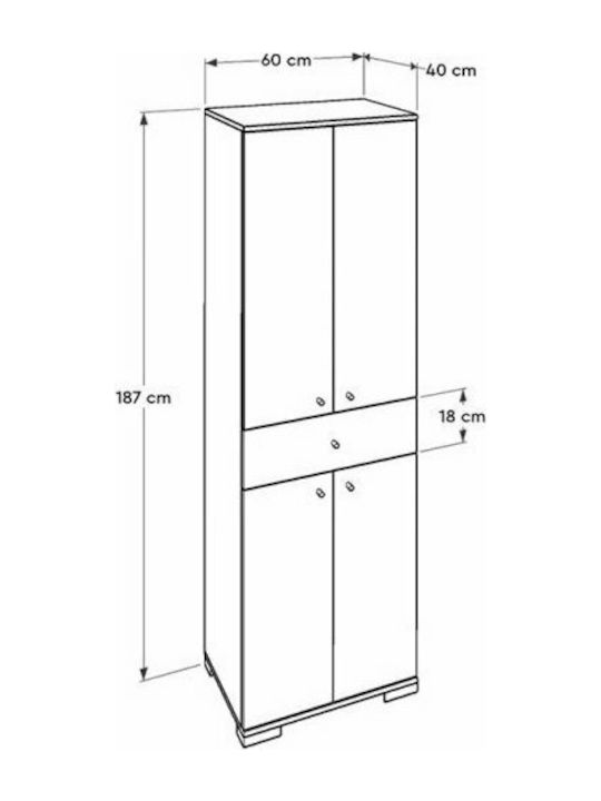 Doppeltür Kleiderschrank Diamond White 60x40x187cm