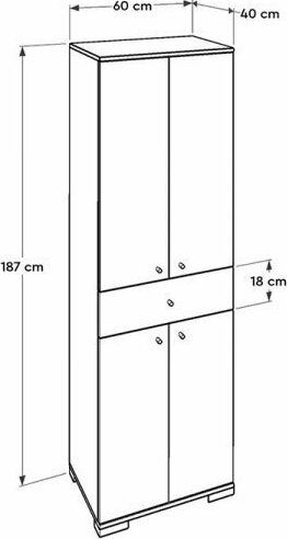 Double Door Wardrobe Diamond White 60x40x187cm