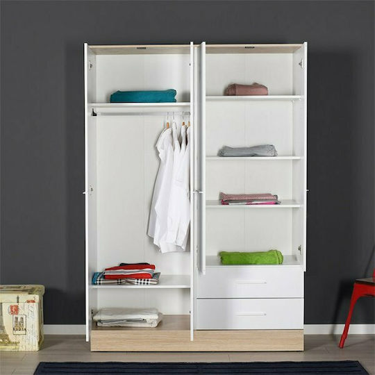 Vier Türen Kleiderschrank Weiß - Sonoma 137x52x198cm