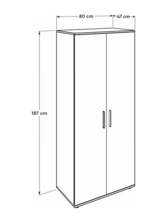 Двойна врата Гардероб Trendline Бял 80x47x187см