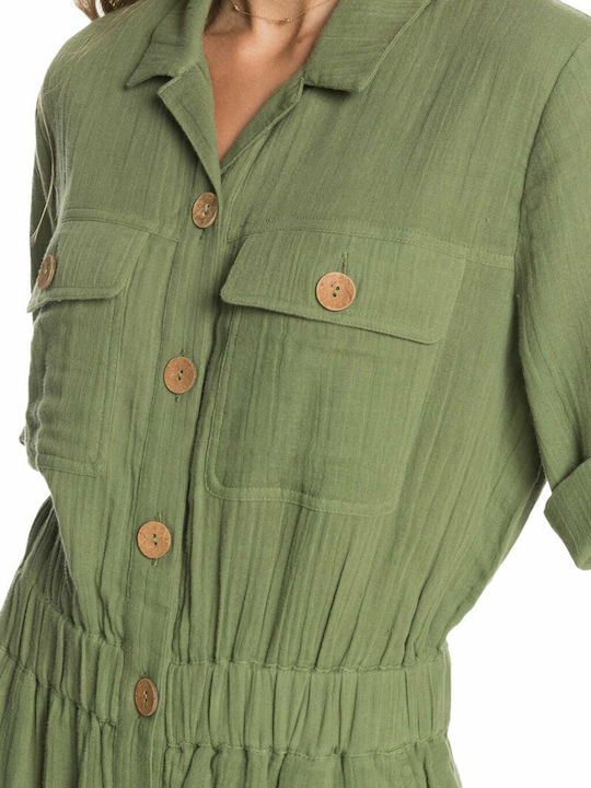 Summer Rules Women's Short Sleeve One-piece Shorts Green