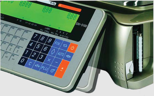 Digi Systems SM-5100B Electronic Retail Scale with Label Printing Capability with Weighing Capacity of 15kg and Division 5gr