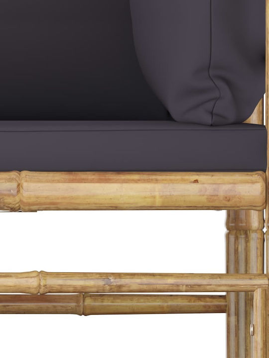 Outdoor Corner Bamboo Sofa With Cushions 70x70x60cm