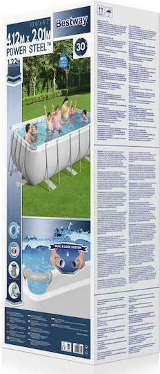 Bestway Πισίνα PVC με Μεταλλικό Σκελετό 412x201x122εκ. Γκρι
