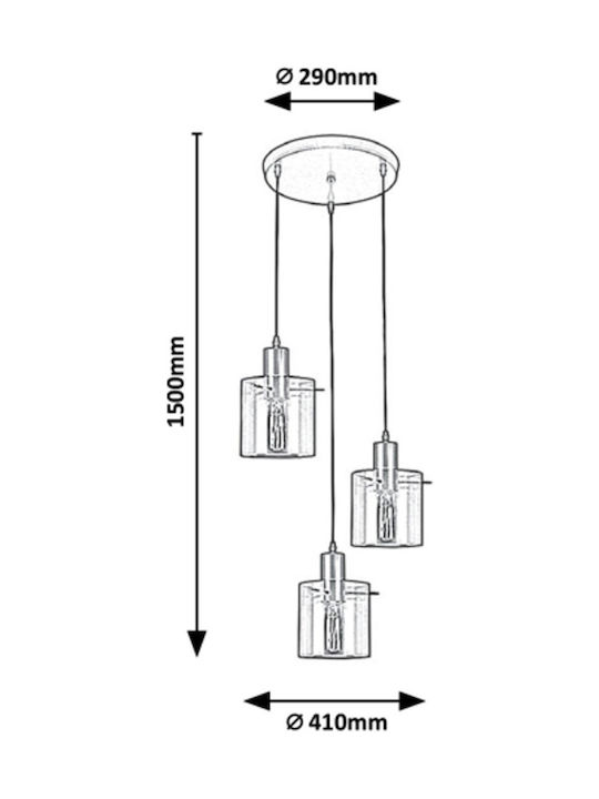 Rabalux Donati Pendant Light Three-Light for Socket E27 Bronze