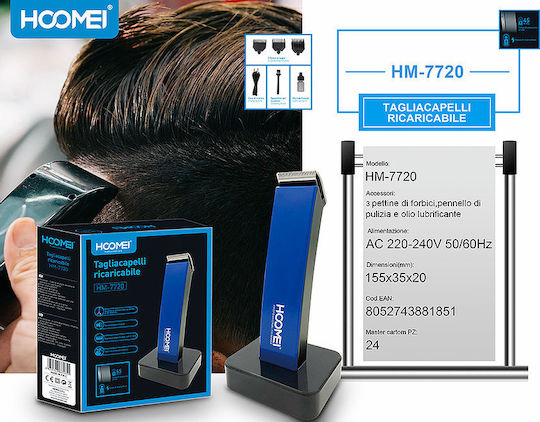 Hoomei Wiederaufladbar Haarschneidemaschine Blau HM-7720