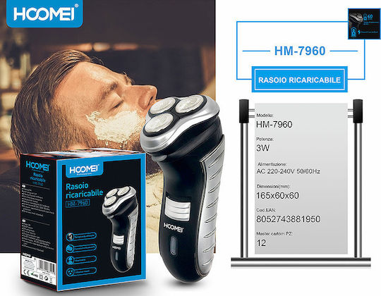 Hoomei HM-7960 Rotating Electric Shaver Face Rechargeable