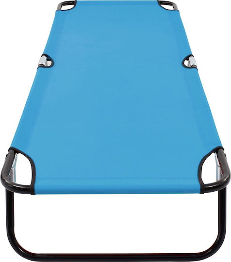 vidaXL Foldable Steel Beach Sunbed Light Blue 190x58x28cm