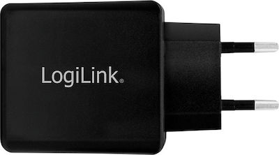 LogiLink Wall Adapter with 2 USB-A ports 12W in Black Colour (PA0210)