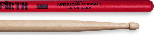 Vic Firth Hickory Μπαγκέτες Ντραμς American Classic Vic Grip Tear 5A με Σχήμα Μύτης Drop σε Κόκκινο Χρώμα