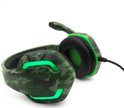 Komc G312 Over Ear Gaming Headset με σύνδεση 2x3.5mm / USB Πράσινο