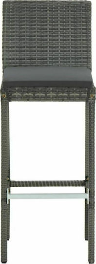 Scaun Rafturi și dulapuri pentru vin de Grădină Rattan cu pernă Gri 2buc 40x44x108cm