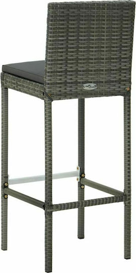 Scaun Rafturi și dulapuri pentru vin de Grădină Rattan cu pernă Gri 2buc 40x44x108cm