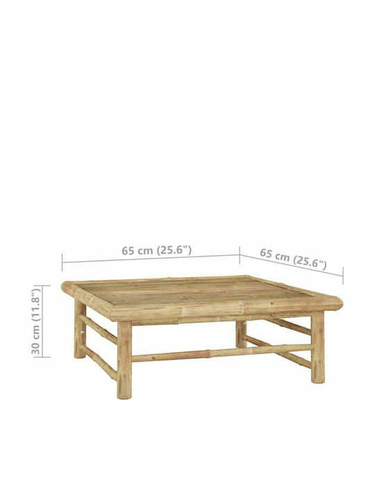 Sitting Room Outdoor Free Standing Bamboo Table Natural 65x65x30cm