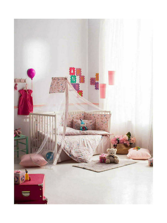 Vesta Home Σετ Βρεφικά Σεντόνια Κούνιας Βαμβακερά Mouse Ροζ 120x165εκ. 3τμχ