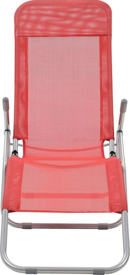 vidaXL Folding Beach Sunbeds Red Steel 142x60x97cm 2 Pieces