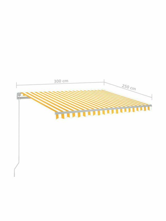 vidaXL Τέντα Βεράντας με Led Κίτρινο / Λευκό 3x2.5m