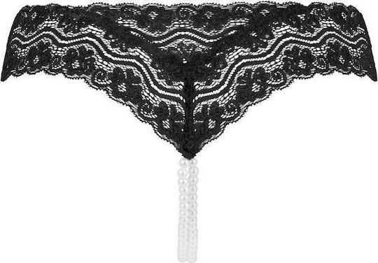 Underneath Crotchless Mira G-string Pearl Chain UN-P008-BLK-SM UN-P008-BLK-LXL Black