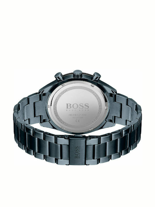 Boss Santiago Men's Watch 44mm Chronograph Battery with Blue Metal Bracelet