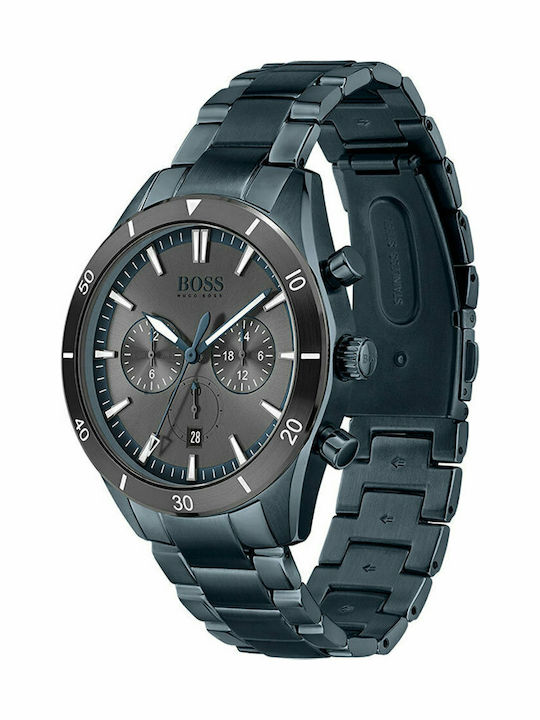 Boss Santiago Men's Watch 44mm Chronograph Battery with Blue Metal Bracelet