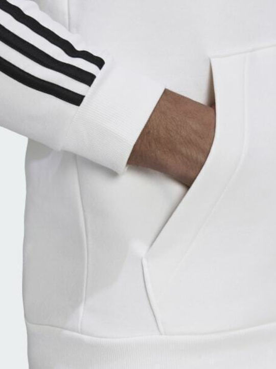 Essentials 3-Stripes Φούτερ με Κουκούλα Λευκό