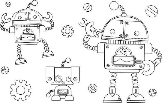 Diakakis Drawing Pad -1 Robots 23x33cm 40Φ. C4 22.9x32.4cm 40 Sheets