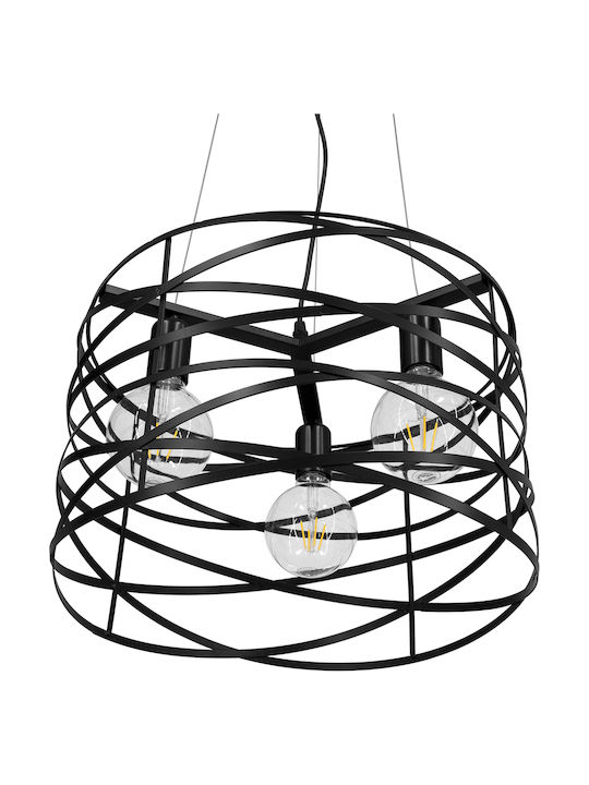 GloboStar Token Pendant Light Black Grid with Socket E27 43cm