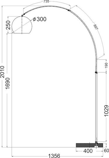 Lampă de Podea Î200cm. Argintiu Lampă de Podea Î200cm. Argintiu