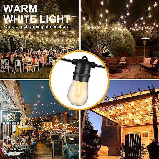 Hanging Solar Light Garland 6W Warm White 2700K with Photocell IP65