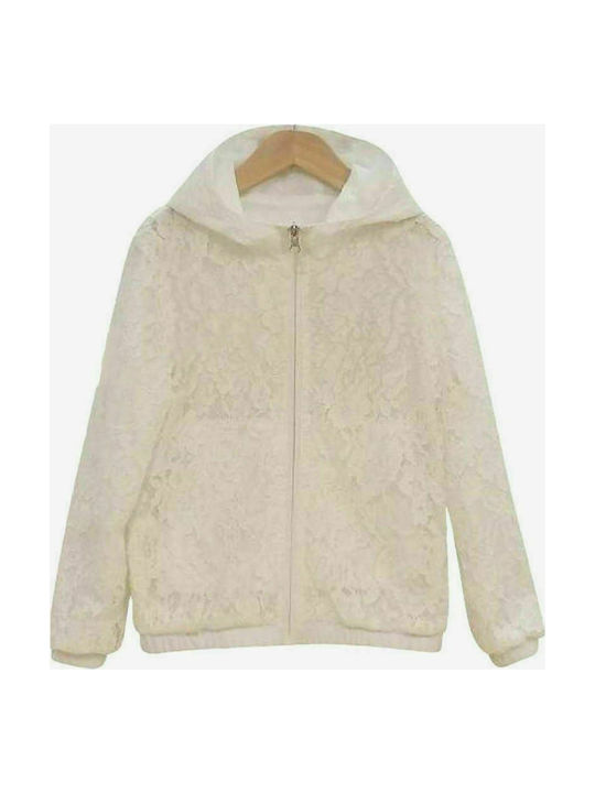 Evita Wasserdicht Kinderjacke Kurz Beidseitig mit Kapuze Beige