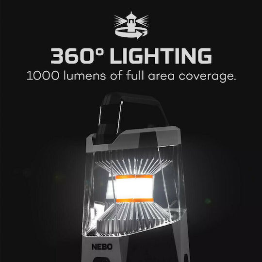 Nebo Galileo Rechargeable Lantern for Camping with Flashlight & Powerbank 1000lm