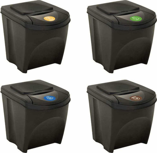 vidaXL Plastic Waste Bin 4x100lt Black