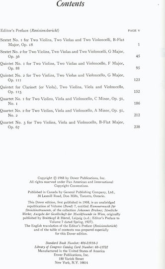 Dover Publications Brahms - Complete Chamber Music for Strings and Clarinet Quintet pentru Orchestra