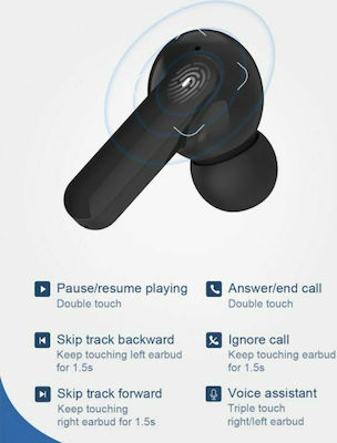 QCY T11 In-ear Bluetooth Handsfree Ακουστικά με Αντοχή στον Ιδρώτα και Θήκη Φόρτισης Μαύρα