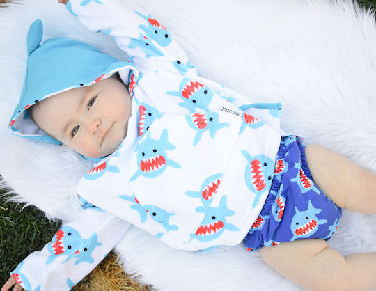 Zoocchini Kids Beach Poncho Sharks Light Blue 39 x 105cm