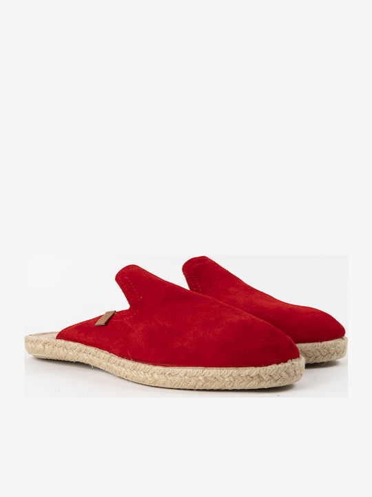 453-21005 Flat Suede Mules in Red Color