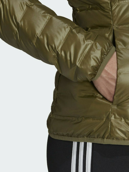 Adidas Varilite Down Women's Short Puffer Jacket for Winter Khaki